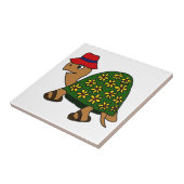 Funny Hippy Flower Turtle Cartoon Tegeltje (Zijkant)