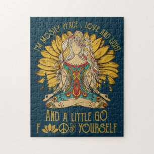 Funny Hippy Peace Love Light 60's Legpuzzel