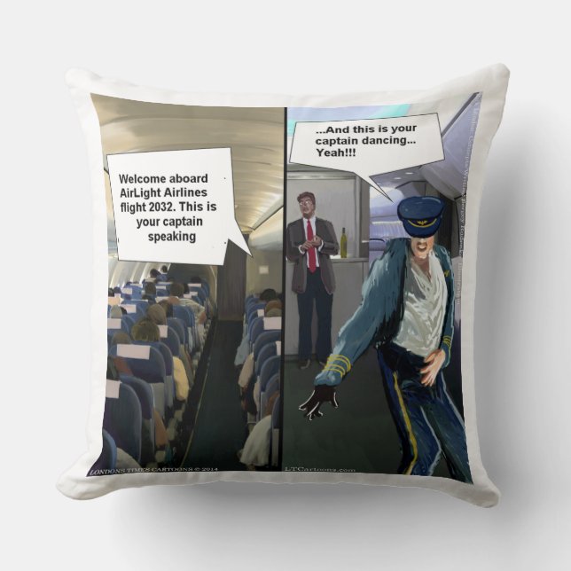 Funny Hipster Airline Pilot Large Cotton Pillow Kussen (Voorkant)