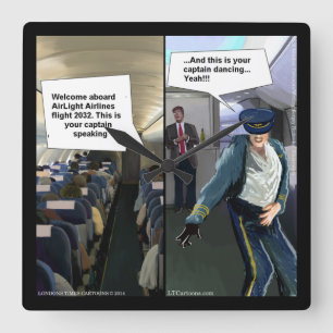 Funny Hipster Airline Pilot Wall Clock Vierkante Klok