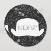 Funny Hipster Bachelor Party Invitation Kaart (Voorkant / Achterkant)