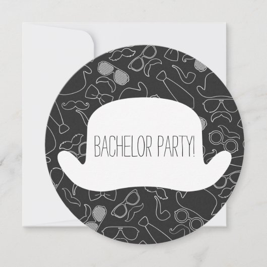 Funny Hipster Bachelor Party Invitation Kaart (Voorkant)