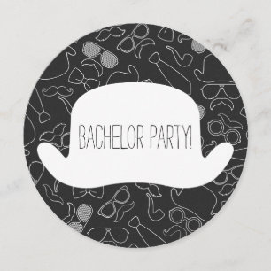 Funny Hipster Bachelor Party Invitation Kaart