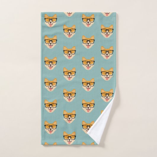 Funny Hipster Corgi Pattern Bad Handdoek (Handdoek)