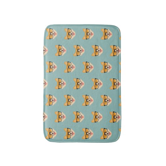 Funny Hipster Corgi Pattern Badmat (Voorkant Verticaal)