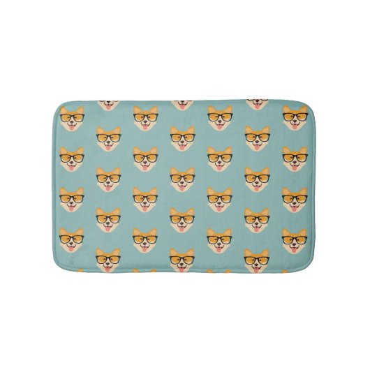 Funny Hipster Corgi Pattern Badmat (Voorkant)