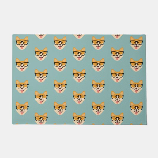 Funny Hipster Corgi Pattern Deurmat (Voorkant)