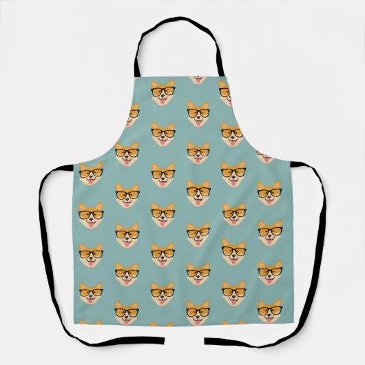 Funny Hipster Corgi Pattern Schort (Voorkant)