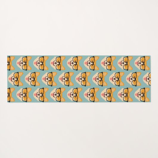 Funny Hipster Corgi Pattern Yogamat (Achterkant (horizontaal))