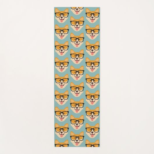 Funny Hipster Corgi Pattern Yogamat (Voorkant)
