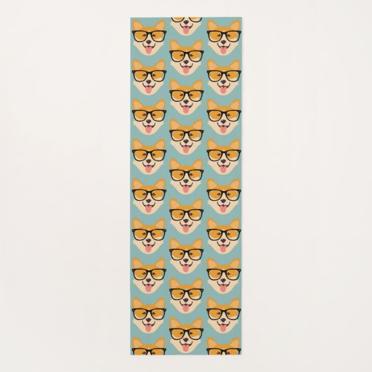 Funny Hipster Corgi Pattern Yogamat (Achterkant)