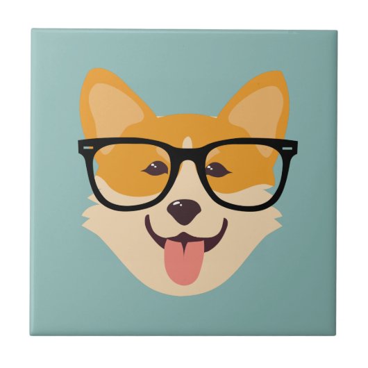 Funny Hipster Corgi Tegeltje (Voorkant)