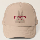 Funny Hipster Easter bunny met rode velgbrillen Trucker Pet (Voorkant)