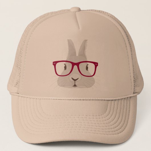 Funny Hipster Easter bunny met rode velgbrillen Trucker Pet (Voorkant)