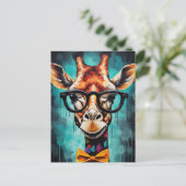 Funny Hipster Giraffe Zoo Dieren Wildlife Urban Briefkaart (Staand voorkant)