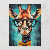 Funny Hipster Giraffe Zoo Dieren Wildlife Urban Briefkaart (Voorkant)