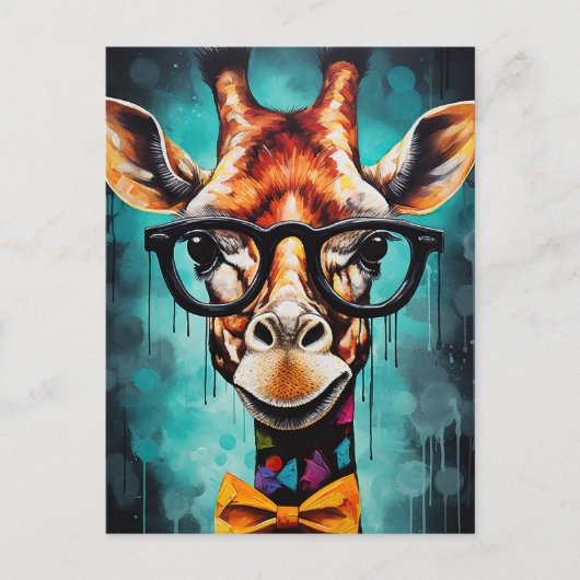 Funny Hipster Giraffe Zoo Dieren Wildlife Urban Briefkaart (Voorkant)