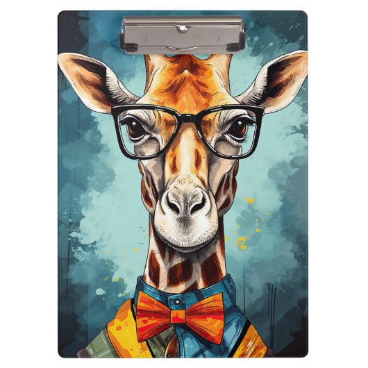 Funny Hipster Giraffe Zoo Dieren Wildlife Urban Klembord (Voorkant)