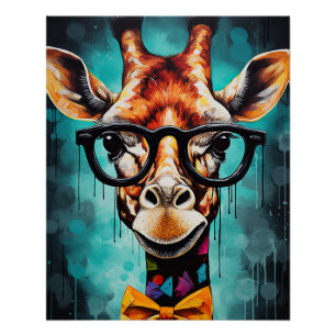 Funny Hipster Giraffe Zoo Dieren Wildlife Urban Perfect Poster