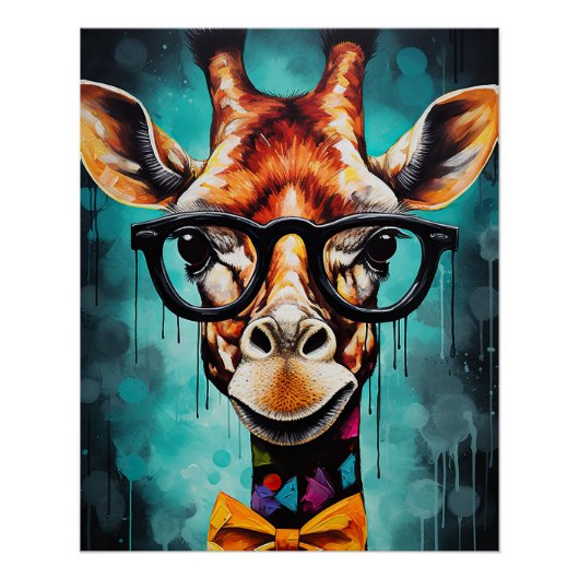 Funny Hipster Giraffe Zoo Dieren Wildlife Urban Perfect Poster (Voorkant)