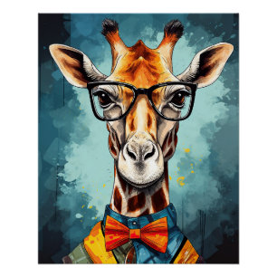 Funny Hipster Giraffe Zoo Dieren Wildlife Urban Perfect Poster