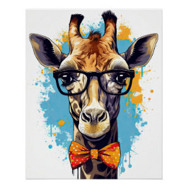 Funny Hipster Giraffe Zoo Dieren Wildlife Urban Perfect Poster