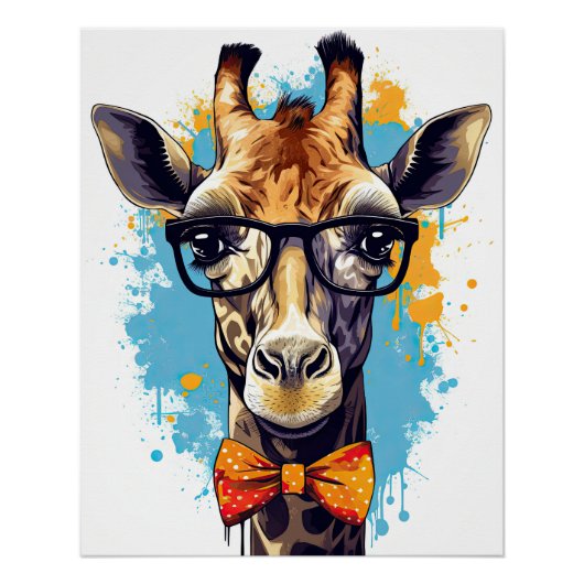 Funny Hipster Giraffe Zoo Dieren Wildlife Urban Perfect Poster (Voorkant)