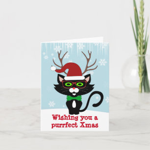 Funny Hipster-kerstkat met geweien Feestdagen Kaart
