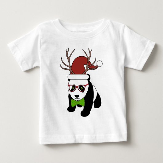 Funny Hipster Kerstmis Panda met geweien (Voorkant)