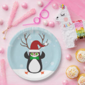 Funny Hipster-kerstpinguïn met geweien Papieren Bordje (Feest)