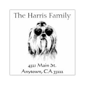 Funny Hipster Lhasa Apso gepersonaliseerd Rubberstempel (Afrduk)