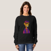 Funny Hipster Monkey Cartoon Illustration Graphic Trui (Voorkant volledig)