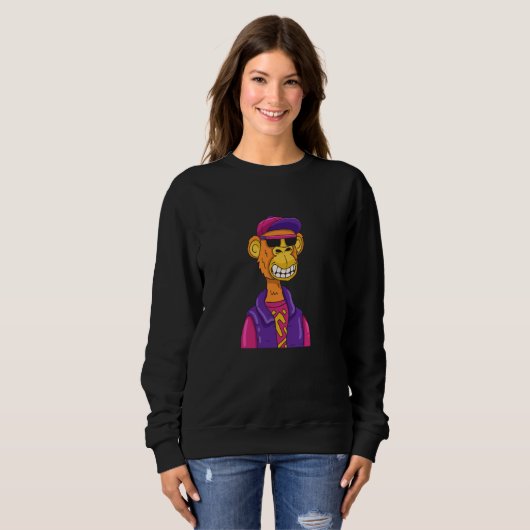 Funny Hipster Monkey Cartoon Illustration Graphic  Trui (Voorkant volledig)