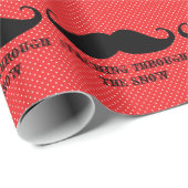 Funny hipster mustache vakantie xmas snor cadeaupapier (Rol Hoek)