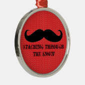 Funny hipster mustache vakantie xmas snor metalen ornament (Rechts)