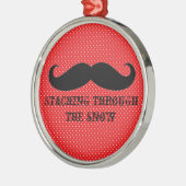 Funny hipster mustache vakantie xmas snor metalen ornament (Links)