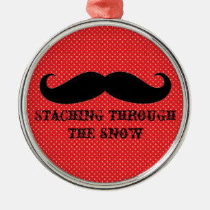 Funny hipster mustache vakantie xmas snor metalen ornament