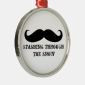 Funny hipster mustache vakantie xmas snor metalen ornament (Rechts)