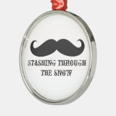 Funny hipster mustache vakantie xmas snor metalen ornament (Links)