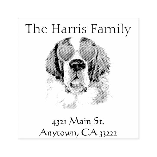 Funny Hipster Saint Bernard gepersonaliseerd Rubberstempel (Afrduk)