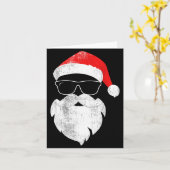 Funny Hipster Santa Face With Hat Beard &amp; Gles Kaart (Gele Bloem)