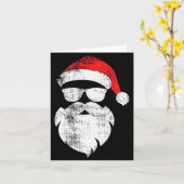 Funny Hipster Santa Face With Hat Beard & Gles Kaart (Gele Bloem)