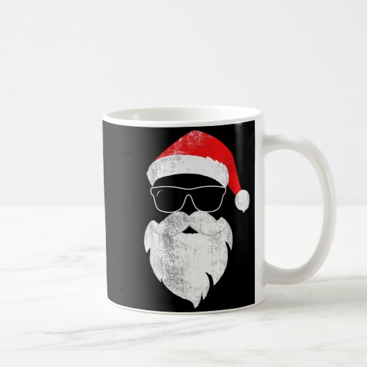 Funny Hipster Santa Face With Hat Beard &amp; Gles Koffiemok (Rechts)
