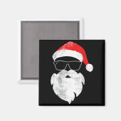 Funny Hipster Santa Face With Hat Beard &amp; Gles Magneet (Voorkant / Achterkant)