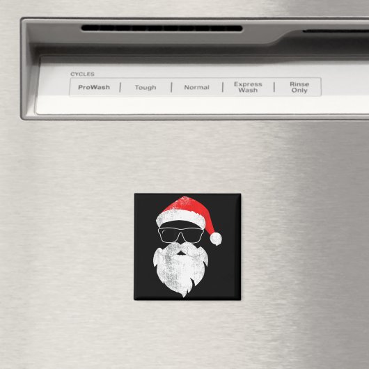Funny Hipster Santa Face With Hat Beard &amp; Gles Magneet (Insitu (Vaatwasser))