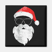 Funny Hipster Santa Face With Hat Beard &amp; Gles Magneet (Voorkant)