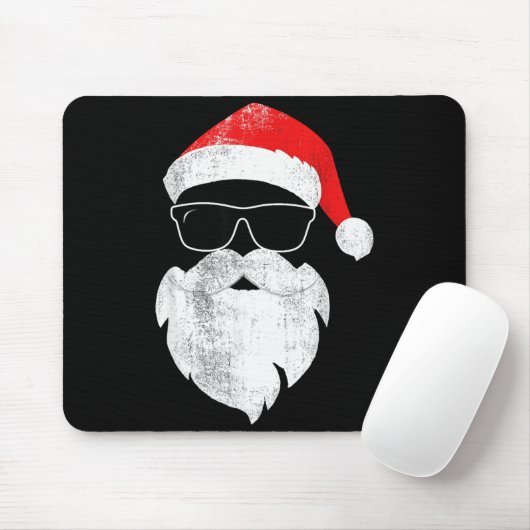 Funny Hipster Santa Face With Hat Beard &amp; Gles Muismat (Met muis)