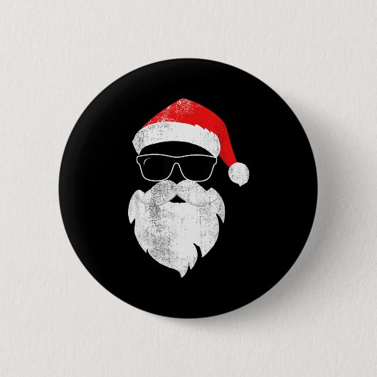Funny Hipster Santa Face With Hat Beard &amp; Gles Ronde Button 5,7 Cm (Voorkant)
