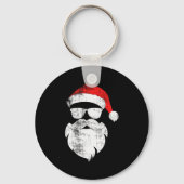 Funny Hipster Santa Face With Hat Beard &amp; Gles Sleutelhanger (Voorkant)