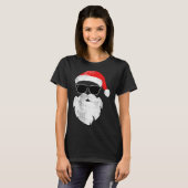Funny Hipster Santa Face With Hat Beard &amp; Gles T-shirt (Voorkant volledig)